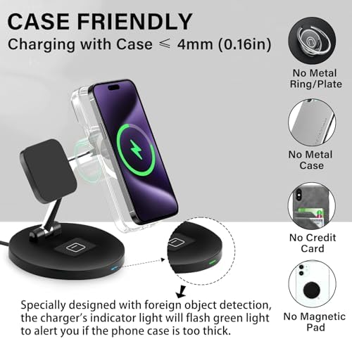 Ultimate 3-in-1 Apple Device Charging Station: Fast Magsafe Wireless Charger for i Phone 16/15/14/13/12, Air Pods & i Watch – Compact Nightstand & Desk Dock with 18 W USB-C Power Supply for Enhanced Efficiency and Organization