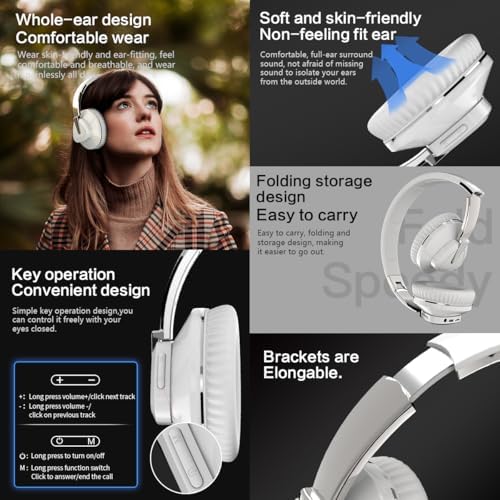 Revolutionary Wireless Bluetooth Over-Ear Headphones – V5.0 for Exceptional Lossless Audio, Ergonomic Comfort, 24-Hour Playtime, and HD Microphone for Clear Calls – Perfect for Gym, Gaming, and Mobile Use – Unmatched Sound Experience for Active Lifestyles