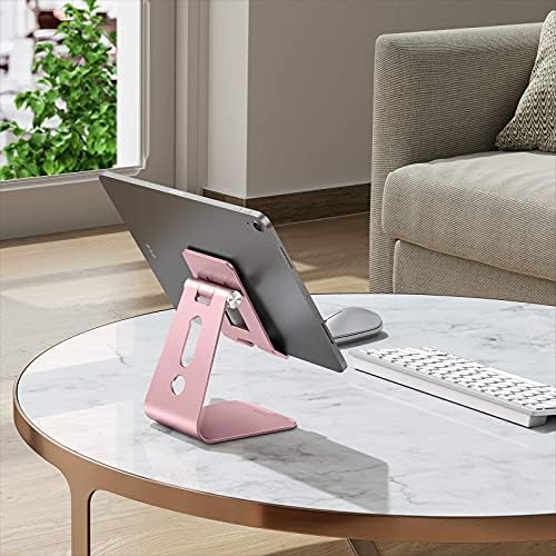 OMOTON Versatile Adjustable Tablet Stand for Desk – Enhanced Stability with Extended Arms for i Pad Pro/Air/Mini & Larger Smartphones – Stylish Purple Holder for Optimal Viewing Comfort and Clutter-Free Workspace