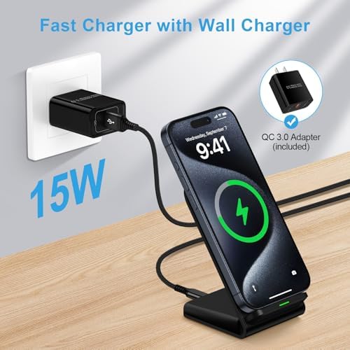 Pixel 9 Wireless Charger – 15 W Fast Charging Stand for Google Pixel 9, 9 Pro, XL, Fold 8, & Samsung Galaxy S Series – Universal Compatibility with Enhanced Safety Features – Sleek, Space-Saving Design for Effortless Charging Anywhere