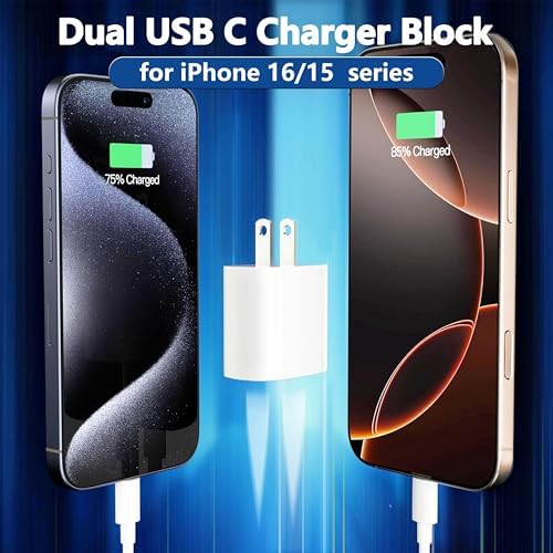 20 W USB C Fast Charging Block 3-Pack for Apple Devices – Compact Wall Adapter for i Phone 11-16, Apple Watch & i Pad – Sleek Purple Design for Enhanced Portability and Efficiency – Universal Compatibility for Optimal Performance
