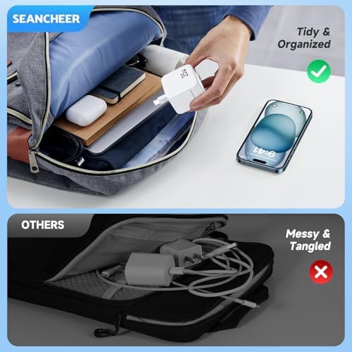 Ultimate 35 W Dual USB-C Charger with Retractable Cable – Fast Power Delivery for i Phone 16/15 Pro Max & Samsung Galaxy – Travel-Friendly 35.4-Inch Tangle-Free Design – Essential Charging Solution for Professionals and Mobile Users Seeking Efficiency