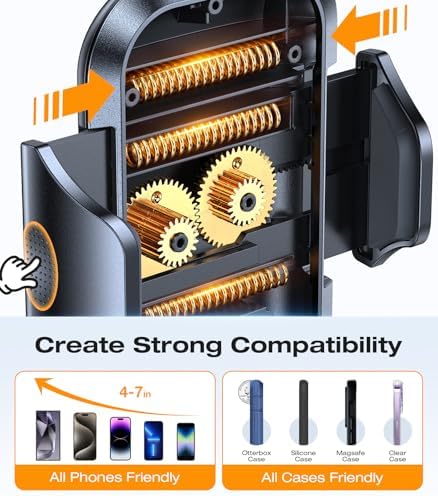VICSEED Military-Grade Car Phone Holder Mount – Ultra-Stable Anti-Shake Design for CD Slot & Air Vent Installation, Thick Case Compatible for i Phone 16, 15, 14 & All Samsung Models – Unmatched Durability & Versatile Usage for Enhanced Driving Safety