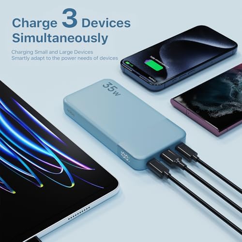 NOBIS 10000 m Ah Fast Charging Power Bank with Digital Display – Versatile USB-C Battery Pack for i Phone, i Pad, Android & More (25 W) – Compact, Reliable Charging Solution for On-the-Go Power Needs