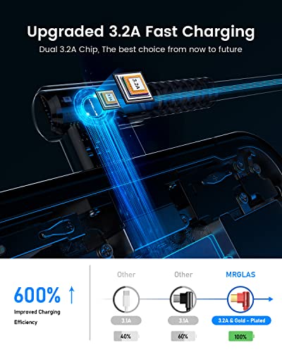 MRGLAS 3.2 A USB-C Charger Cable Pack – Versatile 4-Pack with Right Angle Design (10 FT, 6.6 FT, 3.3 FT, 1.6 FT) for Fast Charging i Phone 16/15, Samsung S10/S9, LG Smartphones – Durable Braided USB A to Type C Cords for Enhanced Performance and Compatibility