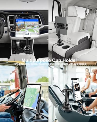 Ultimate Woleyi Cup Holder Car Tablet Mount – 360° Rotating Adjustable Stand for i Pad Pro, Air, Mini & Galaxy Tabs – Secure & Versatile Cradle for 4.7-13″ Devices – Hands-Free Navigation & Entertainment Solution for Cars and Trucks