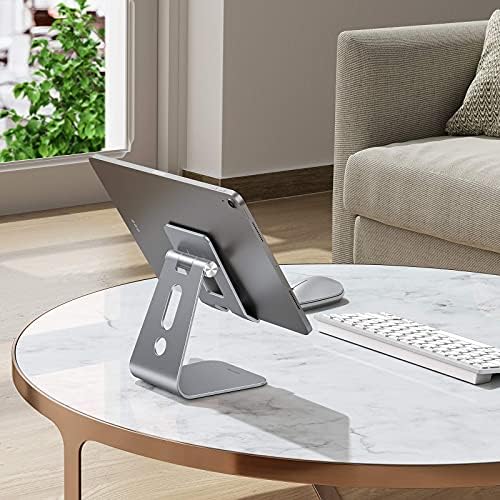 OMOTON Versatile Adjustable Tablet Stand for Desk – Enhanced Stability with Extended Arms for i Pad Pro/Air/Mini & Larger Smartphones – Stylish Purple Holder for Optimal Viewing Comfort and Clutter-Free Workspace