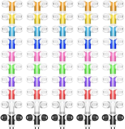 Transform Your Classroom Audio with 50 Pack Kids Earbuds – Vibrant Wired Headphones in 10 Colors for Enhanced Learning on Chromebooks, Laptops & PCs – Durable, Comfortable In-Ear Design Perfect for Group Activities, Audiobooks & Student Engagement