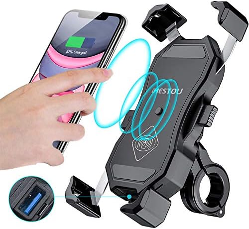 Transform Your Motorcycle Experience with the i MESTOU 15 W Qi Wireless Charger & Dual Phone Holder – Universal Fit for 3.5-6.8 Inch Devices, Fast Charging, and Waterproof Durability for All Conditions