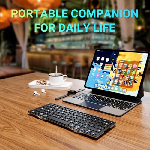 Revolutionize Your Mobile Typing Experience with the i Clever BK05 S Foldable Bluetooth Keyboard – Ultra-Portable Wireless Design, USB-C Rechargeable, Multi-Device Connectivity for Laptops, Tablets, and Smartphones – Perfect for Travel and Enhanced Productivity