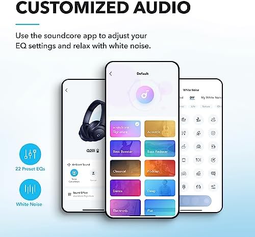 Unleash Your Sound: Anker Q20 i Wireless Over-Ear Headphones with Advanced Noise Cancellation, 40-Hour Battery Life, and Customizable Audio Profiles – Immerse Yourself in Hi-Res Audio with Deep Bass and Transparency Mode for Ultimate Comfort and Clarity