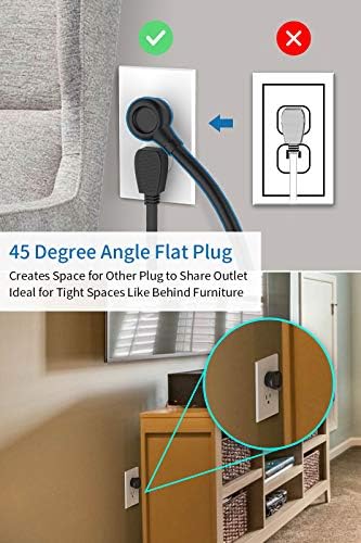 10 ft NTONPOWER Power Strip Tower with 8 Outlets & 5 USB Ports – Premium Surge Protector with Individual Switches, 1080 Joules Protection, 13 A Circuit Breaker – Ideal for Home Office & Entertainment Setup, Sleek Black Design for Ultimate Convenience