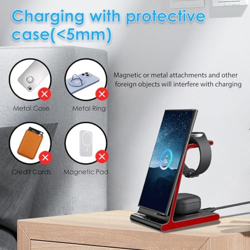 Ultra-Fast 3-in-1 Wireless Charging Dock for Samsung Galaxy Devices – Sleek Space-Saving Charger for Galaxy S25 Ultra, S24, S23, Note 20, Z Flip 6 & Fold 6 – Efficient Power Station for Galaxy Watch Ultra/7/6/5 & Galaxy Buds Pro with Overheat Protection and Modern Design for Home or Office