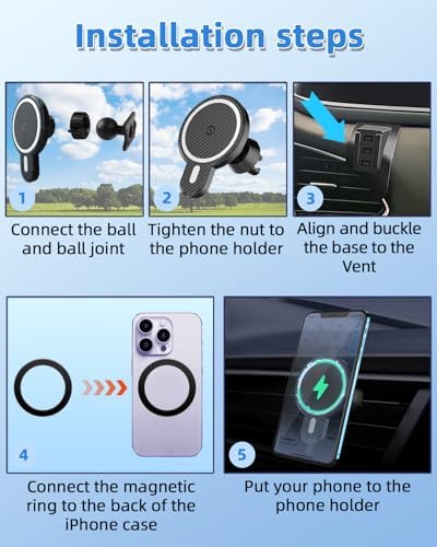 Mazda CX-30 2019-2025 Premium Air Vent Phone Mount with 15 W Fast Wireless Charger – 360° Rotatable Magnetic Holder for Ultimate Hands-Free Navigation and Seamless Charging – Durable Auto Accessory for Enhanced Driving Comfort and Safety