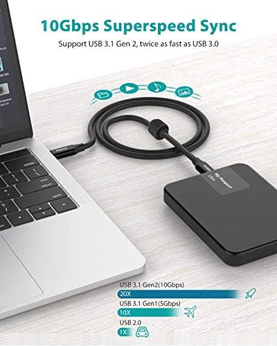 NIMASO USB C 3.1 Gen 2 Cable – 10 Gbps Data Transfer & 4 K Video Output | 100 W PD Fast Charging for i Phone 16, Mac Book, i Pad Pro 2020 & More | Ultimate Versatility for Modern Devices | Unmatched Durability & Speed for Seamless Connectivity