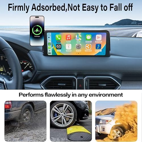 Car Phone Holder for Mazda CX-5 2021-2025/CX-9 2022-2024 Accessories Apply to 10.25 Inch Screen 15W Fast Wireless Charger Screen Fixed Clip Cell Phone Mount Hands-Free 360 Degree Rotation – Enhanced Compatibility and Speed