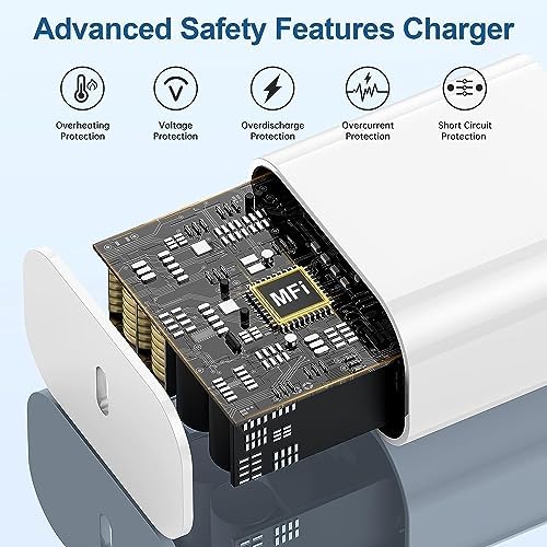 Maximize Your Charging Efficiency with the 20 W USB-C Power Adapter and 10 ft Type C Cable – The Ultimate Fast Charging Solution for i Phone 16, 15 Pro Max, and i Pad Featuring Advanced Safety Mechanisms for Secure On-the-Go Power Management and Unrivaled Compatibility