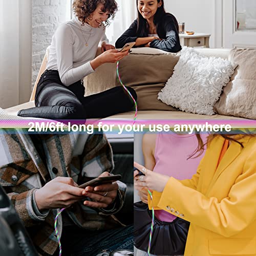 Illuminate Your Charging Experience with the 6 FT LED Light Up Flowing i Phone Charger – MFi Certified Lightning Cable for Fast Charging and Data Sync – Compatible with All Apple Devices Including i Phone 14/13/12/Pro/11/X/XS/XR/8/7/6/5 S/SE and i Pad – Stylish Glowing Indicator for Low-Light Visibility and Enhanced Durability