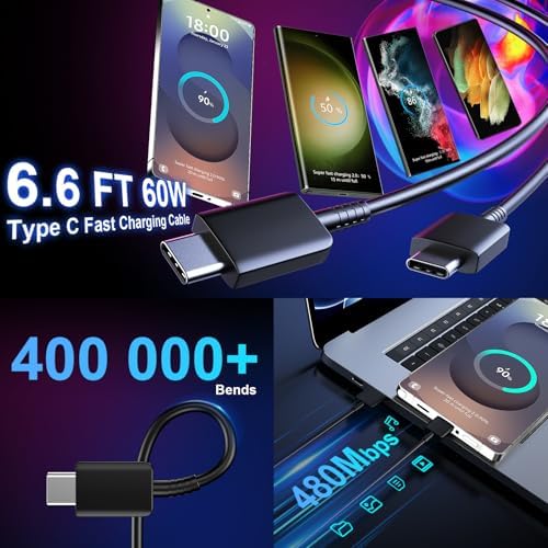 25 W Ultra-Fast Samsung Charger with 6.6 FT USB-C Cable | Rapid Charging Solution for Galaxy S25/S24/S23/S22/S21/Note Series | High-Speed Performance & Safety Features for On-the-Go Users | Ideal for Travel & Everyday Use | Boost Your Device’s Battery Life Effortlessly