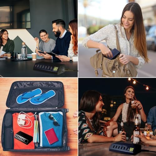 High-Power 7-Port USB Charging Hub with LED Display – 60 W/12 A Multi-Device Power Station for i Phone 14/13/12, Galaxy Tablets, Pixel, Headphones & More (Sleek Black) – Efficient PD20 W Rapid Charging Solution for Home & Office Use