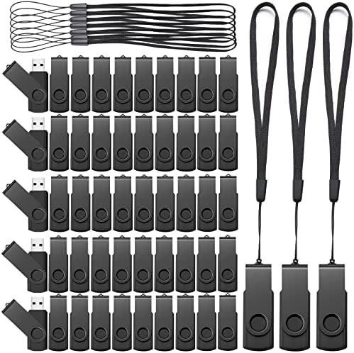 Aoriher 50-Pack USB 2.0 Flash Drives – Portable 128 MB Thumb Drives with Swivel Design and Lanyards for Effortless Data Management – Ideal for Office and School Use – Fast and Reliable Storage Solutions