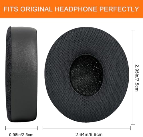 Upgrade Your Beats Solo 2 & 3 Experience with GVOEARS Premium Thicker Memory Foam Ear Pads – Exceptional Comfort & Noise Isolation, Durable 3 M Adhesive for Secure Fit, Stylish Grey Cushions for Enhanced Audio Performance and Long-Lasting Use – Perfect Headphone Accessories for Wireless & Wired Models