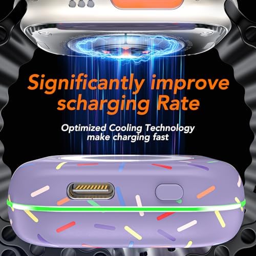 HUOTO Compact Magnetic Wireless Charger for Apple Watch – 1200 m Ah Portable Power Bank Keychain, Compatible with Series 10/9/8/Ultra 2/Ultra/7/6/5/4/3/2/SE, Ideal Travel Accessory for Effortless Charging On-the-Go