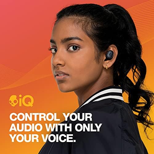 Skullcandy Grind Fuel Wireless Earbuds – Bluetooth Headphones with 40-Hour Battery Life, Noise-Isolating Comfort, and Wireless Charging Case – Customizable Audio via Skull-i Q App – True Black/Orange – Perfect for Music Lovers on the Go