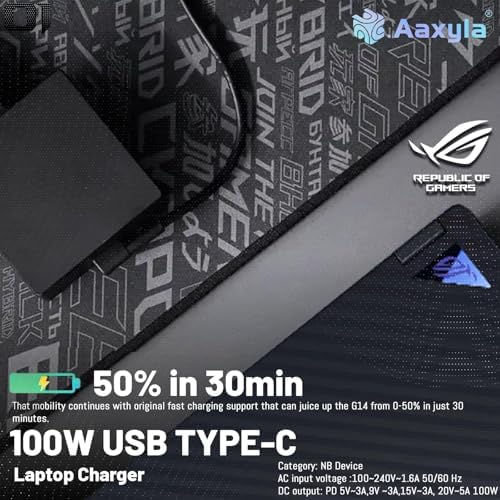 100 W USB Type-C Laptop Charger – High-Speed Power Adapter for Asus ROG, Chromebook, Zen Book, and Vivo Book – Universal Compatibility with Multi-Protection Features for Safe Charging – Ideal for Models X7, 14, 14 X, Z13, GV301, and More – Reliable Performance for All Your Devices