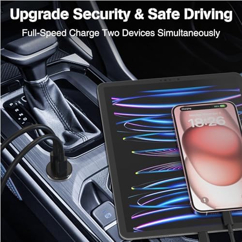 High-Power USB C Car Charger for i Phone 16 & 15 Series – 40 W Dual Port Fast Charging Adapter with 3 FT USB-C to C & A to C Cables – Versatile Compatibility for i Pad, Samsung, and More – Compact Design for On-the-Go Convenience and Enhanced Safety Features