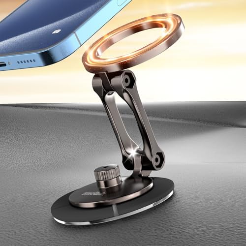 Elevate Your Tesla Experience with the Smolink All-Metal Magnetic Phone Mount – Premium Magnetic Holder for Tesla Model 3, Y, S, X, Compatible with Mag Safe and All Smartphones, Foldable Design for Sleek Aesthetics and Enhanced Durability, Perfect Car Dashboard Accessory for Hands-Free Navigation and Secure Device Attachment, Black Finish for a Refined Look
