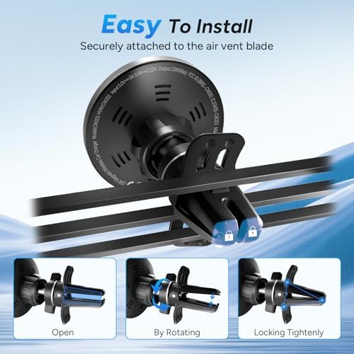 for Magsafe Car Mount, 15W Magnetic Wireless Charger for iPhone, Magsafe Air Vent Car Holder Charger for iPhone 16 Pro Max/16/15/14 13 12, Samsung S25/S25+/Ultra, LED RGB Design – Enhanced Compatibility and Speed