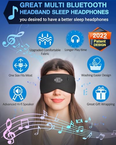 Experience Blissful Sleep with Ever Plus Bluetooth Sleep Headband – Cozy, Wireless Earbuds for Side Sleepers | 10-Hour Battery Life, Adjustable Comfort Fit, and Device Compatibility for Ultimate Relaxation and Sound Therapy