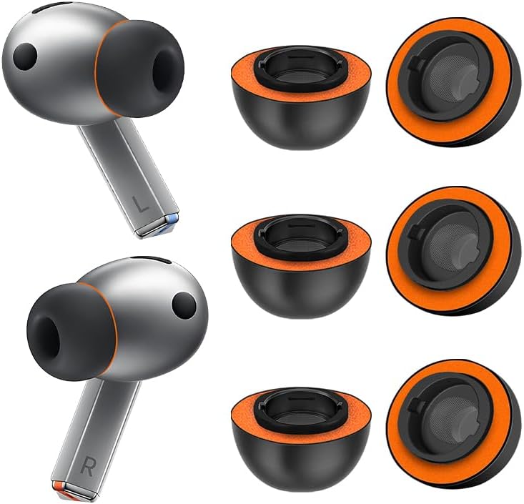 Elevate Your Sound: Premium Memory Foam Ear Tips for Samsung Galaxy Buds3 Pro – Unmatched Comfort & Advanced Noise Isolation with Silicone Shield Design (Medium, Bold Orange) – Essential Accessory for Superior Audio Clarity and Secure Fit