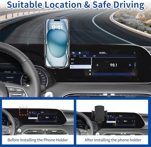 Hyundai Palisade 2020-2024 Phone Mount – Ultimate Anti-Shake Car Phone Holder with 360-Degree Rotation for All Smartphones – Secure Navigation and Hands-Free Convenience for Safer Driving