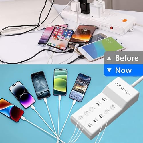 Ultimate 12-Port USB C Charging Station – 60 W Multi-Device Power Hub with 10 USB-C and 2 USB-A Ports for Fast Charging of i Phone, i Pad, Samsung, Google Pixel, Smartwatches, and Headphones – Compact Design for Home, Office, or Travel – Smart Technology for Optimal Power Delivery and Enhanced Compatibility