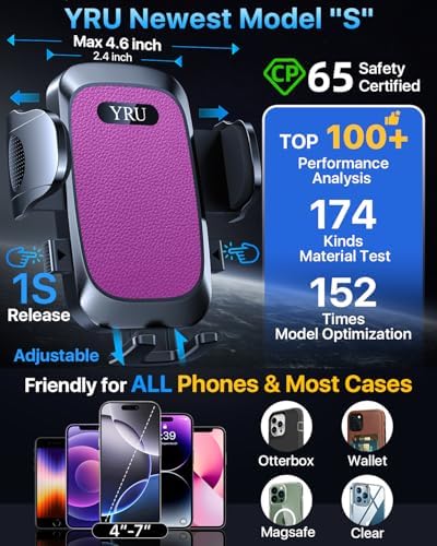 YRU 2025 Premium Adjustable Car Phone Holder Mount – Versatile Bendable Aluminum Arm for Secure Dashboard & Windshield Positioning – Universal Compatibility for i Phone 16, 15, 14, 13 Pro Max, Samsung & More – Sleek Black Design for Modern Vehicles – Effortless Tool-Free Installation – Enhance Navigation & Hands-Free Calling Experience