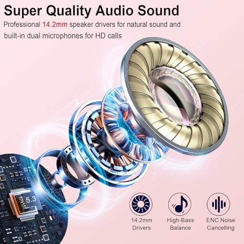 Advanced Bluetooth 5.3 Wireless Earbuds – Hi-Fi Stereo Sound for Ultimate Audio Experience, 4 ENC Mics for Superior Call Clarity, Featherlight 3 g Build for Unmatched Comfort, 30-Hour Playtime with Sleek USB-C Charging Case, IP7 Waterproof for All-Weather Durability, Seamlessly Compatible with Android & i OS – Ideal for Music Aficionados and On-the-Go Professionals