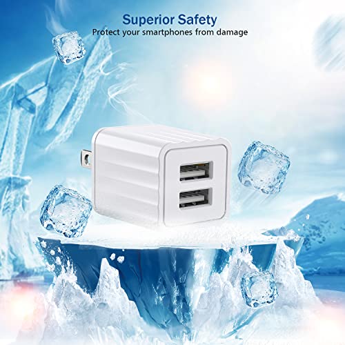 Dual-Port i Phone Fast Charger with 6.6 FT Nylon Braided Lightning Cable – Efficient Dual Device Charging Adapter for i Phone 14, 13, 12 Pro Max, 11, SE & i Pad – MFi Certified Power Solution for Rapid Charging and Enhanced Durability