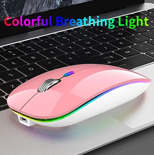 Uiosmuph G12 Slim Rechargeable LED Wireless Silent Mouse – Ultra-Portable USB Optical Computer Accessory with Type C Adapter for Seamless Compatibility and Noise-Free Operation in Blackish Green