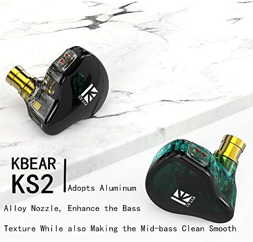 Experience Unmatched Audio Clarity with KBEAR KS2 Hybrid In-Ear Monitor Headphones – 1 BA & 1 DD Drivers for Superior Sound Quality, Noise-Cancelling Technology, and Detachable Cable Design – Perfect for Gaming, Running, and Audiophile Listening in Sleek Black Finish