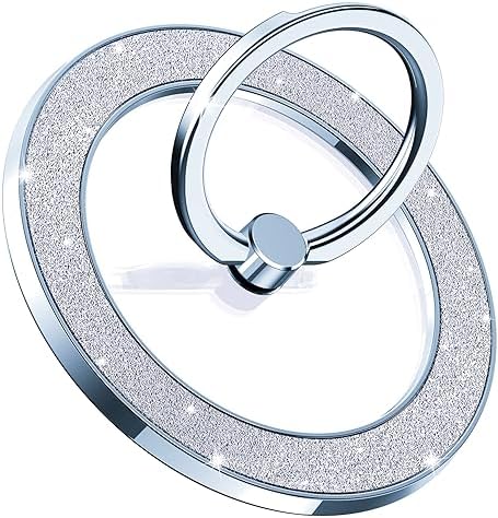 Glamorous Purple Glitter Magnetic Phone Ring Holder for Mag Safe – Secure i Phone Grip with Wireless Charging Compatibility – Elevate Usability and Style Effortlessly