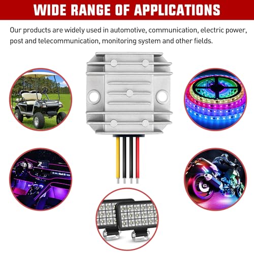 Nilight 48 V to 12 V Waterproof DC Voltage Converter – High-Efficiency 240 W Regulator for Golf Carts & Electric Scooters – Reliable Step-Down Power Supply with Overcurrent Protection and Easy Installation for Enhanced Energy Performance