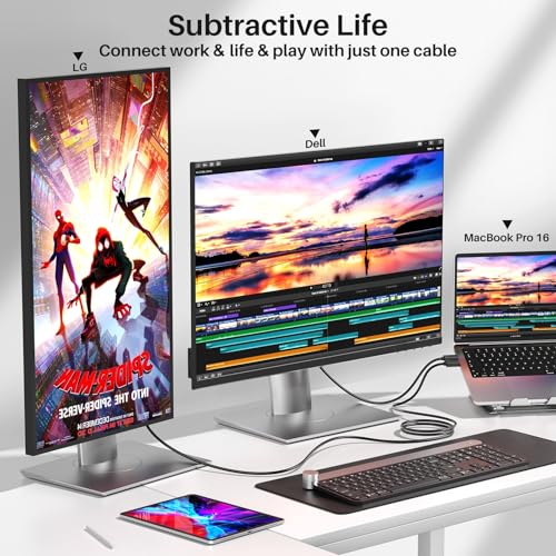 Long USB C Monitor Cable 10FT, 4K@60Hz Video Output 100W PD Charging, 20Gbps Data Transfer, Long USB C 3.2 Gen 2×2 Cable for MacBook, iPad, Dell, LG, ARZOPA, KYY for Portable Monitor – Enhanced Compatibility and Speed