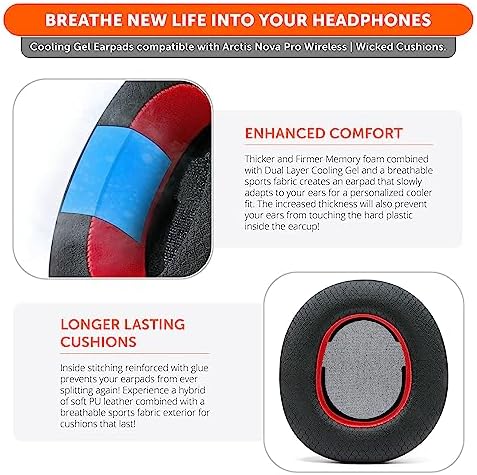 Experience Ultimate Comfort with WC Freeze Nova Pro Wireless Cooling Gel Earpads for Arctis Nova Pro – Exclusive 90’s Black Design, Enhanced Durability & Sound Isolation, Tailored Fit for Gamers Seeking Maximum Performance and Prolonged Play Sessions