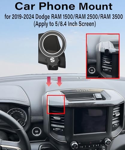 Magnetism Dodge Ram 1500/2500/3500 Phone Holder – Mag-Safe Compatible Hands-Free Car Mount with 360-Degree Rotation for Optimal Viewing – Adjustable Magnetic Cell Phone Accessory Preserving Air Vent Functionality for Safe Driving and Navigation