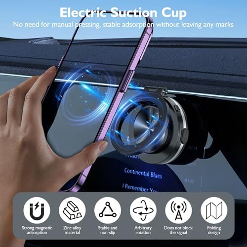 Revolutionize Your Driving Experience with the Electric Vacuum Magnetic Car Phone Mount – 360° Rotating Holder for Optimal Viewing, Universally Compatible with All Phones, Strong Suction for Smooth Surfaces, Effortless Installation & Enhanced Safety in Every Journey – Sleek Black Design for Any Car Interior