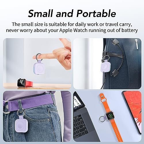HUOTO Compact Magnetic Wireless Charger for Apple Watch – 1200 m Ah Portable Power Bank Keychain, Compatible with Series 10/9/8/Ultra 2/Ultra/7/6/5/4/3/2/SE, Ideal Travel Accessory for Effortless Charging On-the-Go