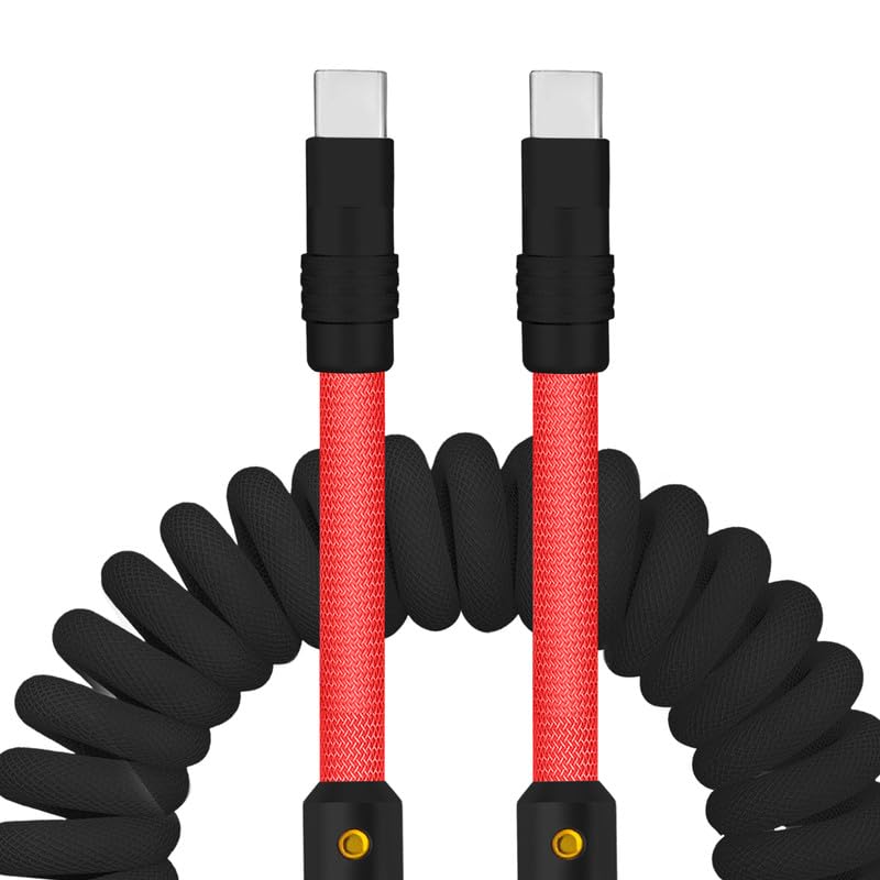 Experience Unmatched Charging Versatility with the Chubbycable Curly Chubby – 240 W High-Speed Retractable USB-C Cable, Extends 2.29 to 3.6 FT, Ideal for Car Play & Android Auto, Stylish Dark Blue and Green Coiled Design for Effortless Organization and Durability