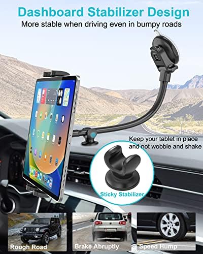 Universal Car Tablet Holder with 360° Rotation – Flexible Gooseneck Suction Cup Mount for i Pad, Galaxy Tab & 4-11″ Devices – Secure Dashboard & Windshield Installation for Navigation & Streaming Convenience